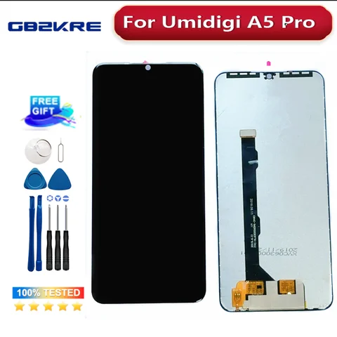 100% Оригинальный ЖК-дисплей 6,3 дюйма для Umidigi A5 Pro, сенсорный экран в сборе, 100% Протестировано для смартфонов A 5 a5pro, запасные части и инструменты