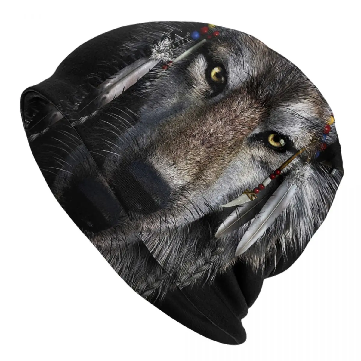 Wolf Adult Men's Women's Knit Hat Keep warm winter Funny knitted hat