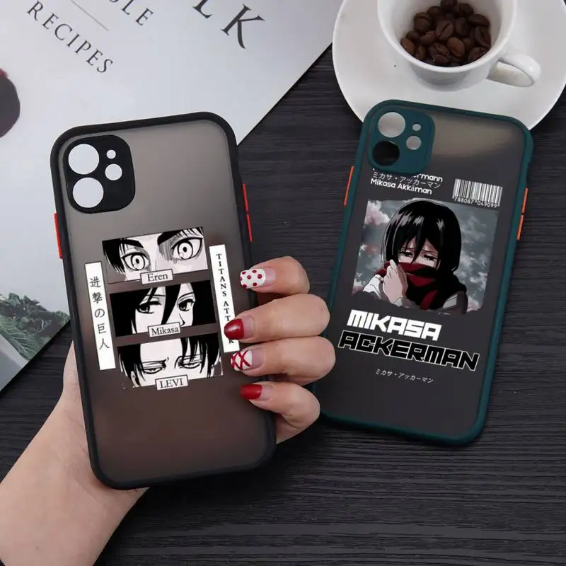 

Hot Anime Attack On Titan Phone Case For iPhone 13 12 11 Mini Pro XR XS Max 7 8 Plus X Matte transparent Back Cover