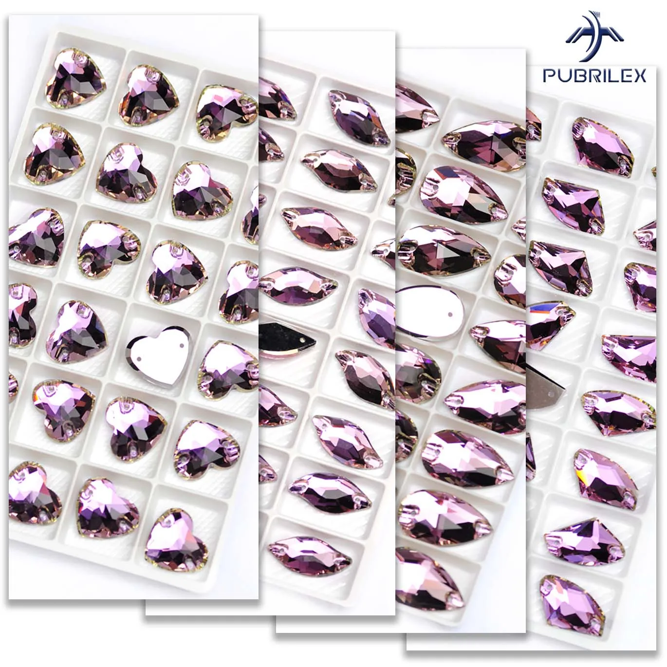 Фото Стразы Vitrail Light Light Purple Teardrop, Rivoli, Cosmic, Xirius для пришивания, декоративные стеклянные камни для одежды и рукоделия №2