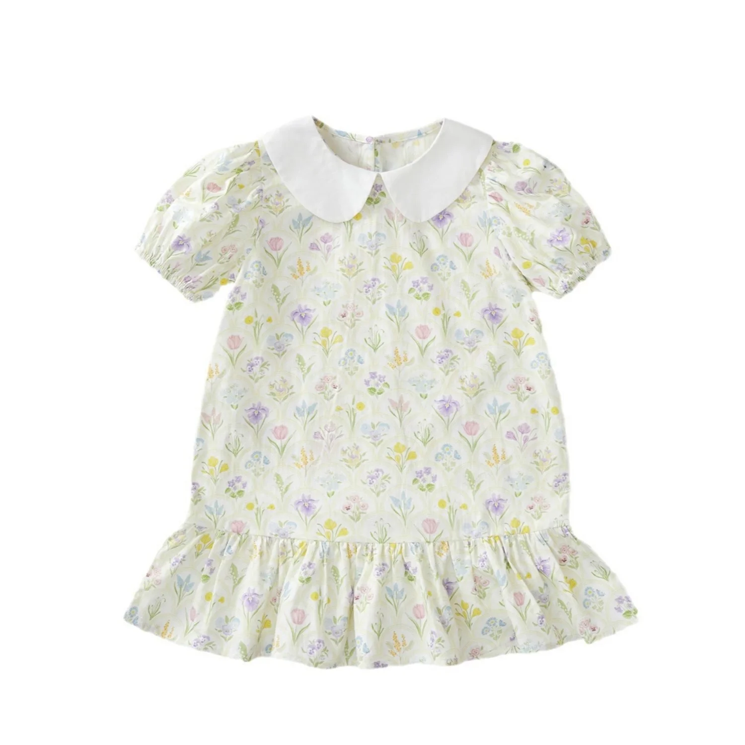 Платье детское летнее с пышными рукавами на возраст 1-10 лет