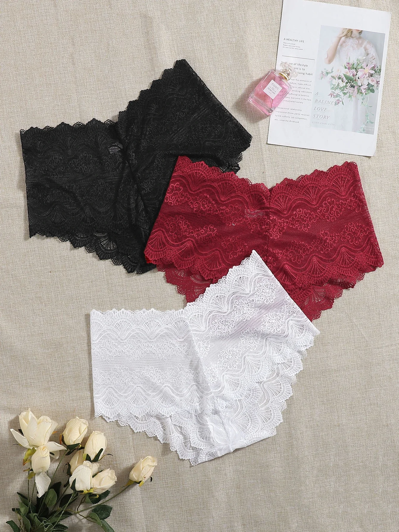 

3pack Plus Lace Scallop Trim Panty Set