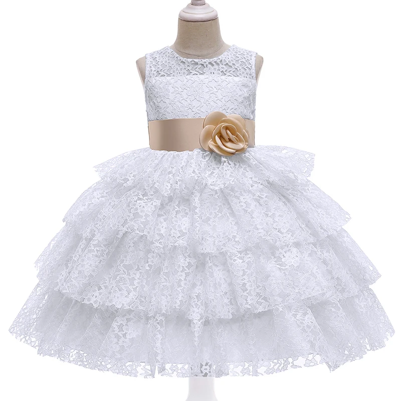 

2022 White Little Bridesmaid Tutu Dress Kids Wedding Dresses For Children Costume Lace Princess Party Dress Girl Elegant 6 Color