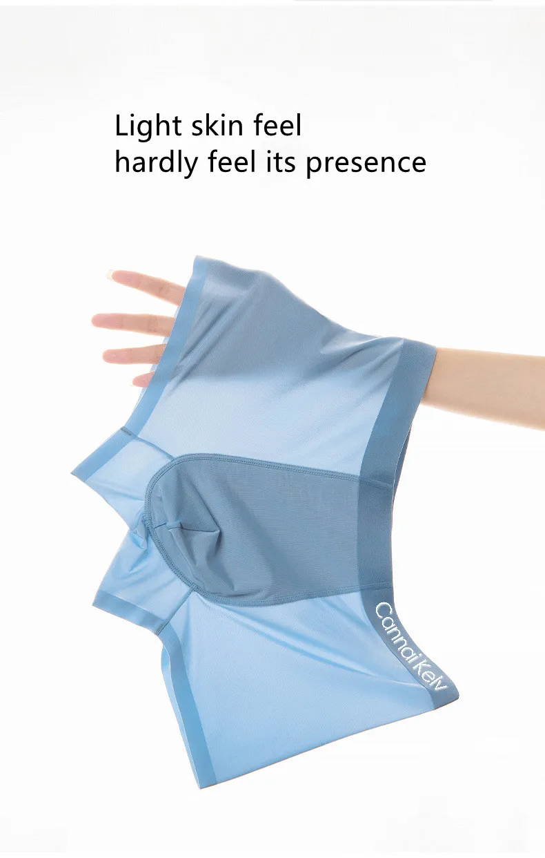 3/Pack of CannaKelv ice silk men's underwear seamless sexy comfortable breathable boxer solid color underwear men