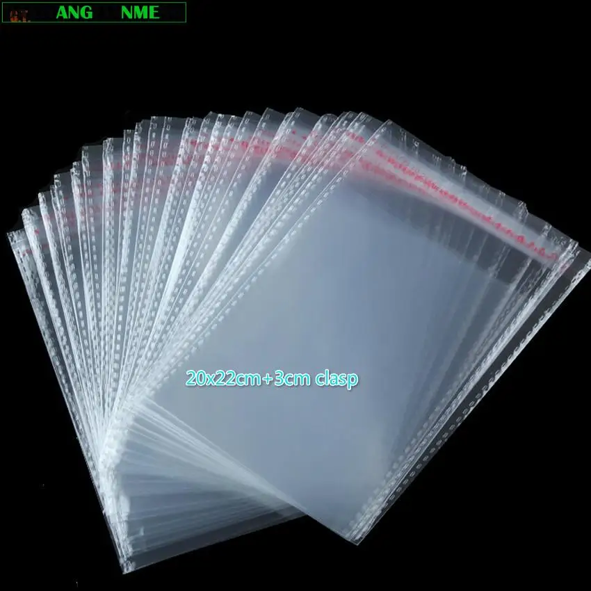 

200pcs Clear Resealable BOPP/Poly/ Cellophane Bags 20x22+3cm Transparent OPP Gift Bags Plastic Packaging Bags Self Adhesive Seal
