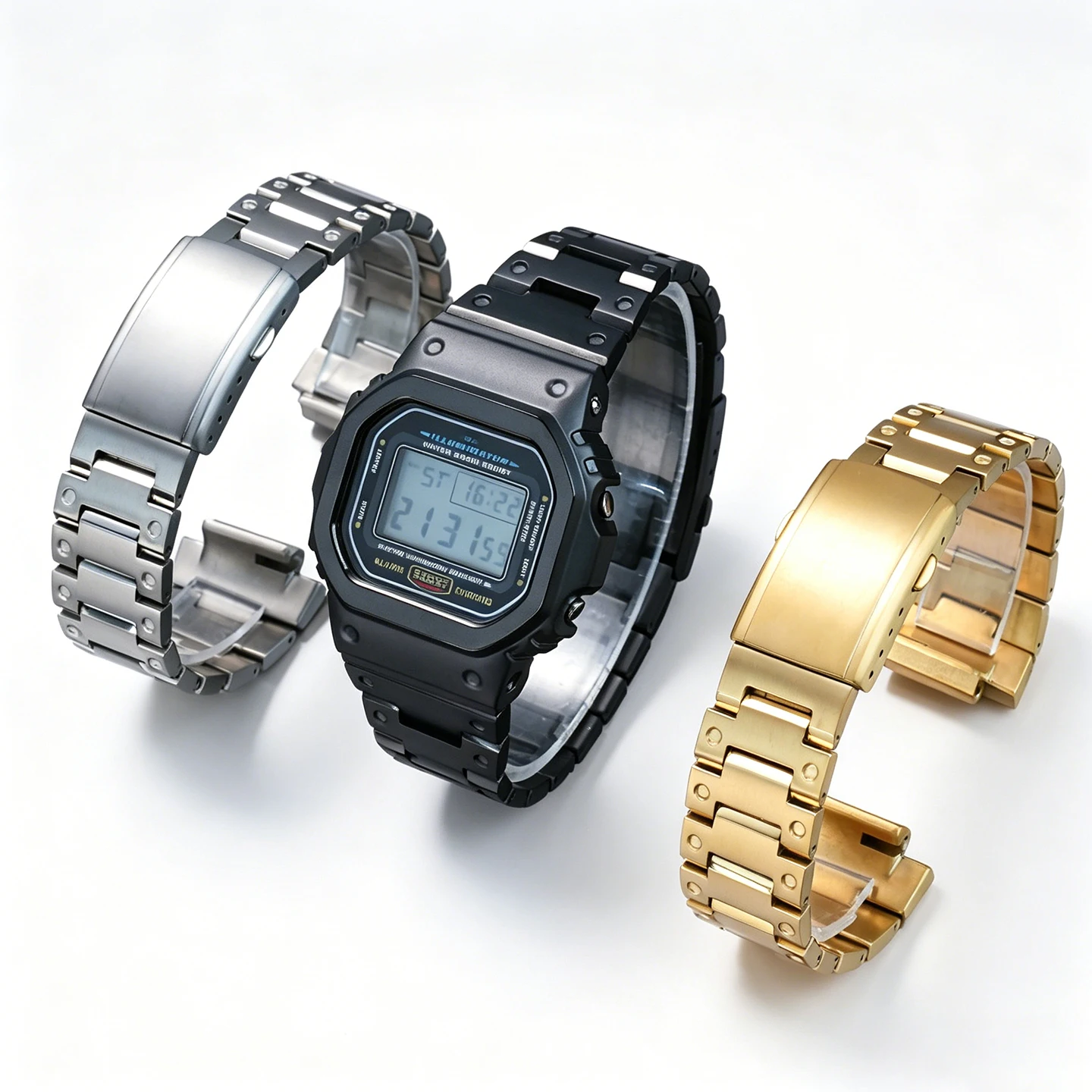Фото Металлический корпус из титанового сплава, комплект для модификации часов Casio G-SHOCK DW5600 G5600E GWM5610 GWB5600 GMW-B5000, ремешок для часов из нержавеющей стали + инструмент №2