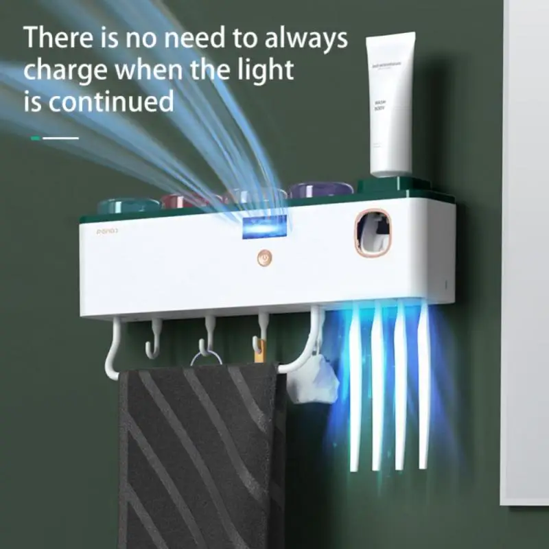

Wall-mounted Toothbrush Holder Sterilizer With Mouthwash Cup Sterilizer Storage Rack For Household Waterproof Bathroom Product