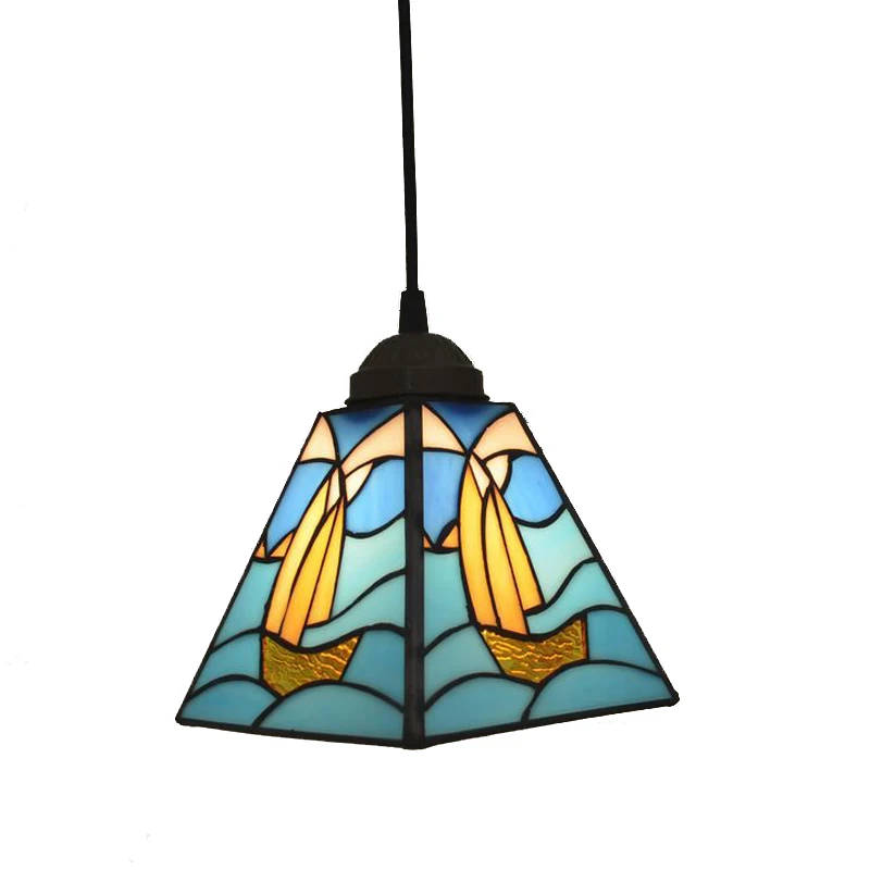 

Creative Sailboat Tiffany Pendant Light Mediterranean Home Decor Bedroom Dining Room Hanging Lamp Stained Glass Lighting Fixture