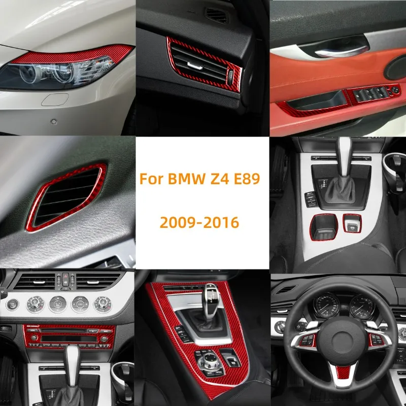 Красные наклейки из углеродного волокна для украшения интерьера автомобиля BMW Z4