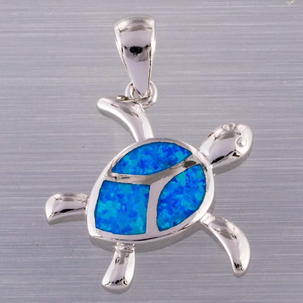 KONGMOON, гавайская Алоха, черепаха, океан, Синий огненный опал, посеребренные ювелирные изделия для женщин, подвеска для ожерелья