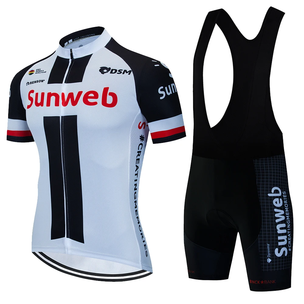 

Мужская велосипедная футболка Sunweb, серия с градиентом, дышащая рубашка + 20D шорты для подушек, мягкие брюки/нагрудник, короткий велосипедный ...