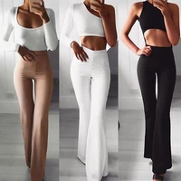 summer autumn solid elegant female lady womens palazzo flared wide killer legs pants high waist ladies career long trousers
