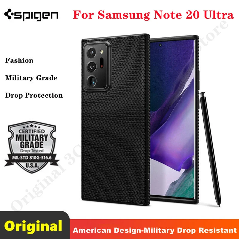 

For Samsung Galaxy Note 20 Note20 Ultra Case | Spigen [ Liquid Air ] Black Protective Cover