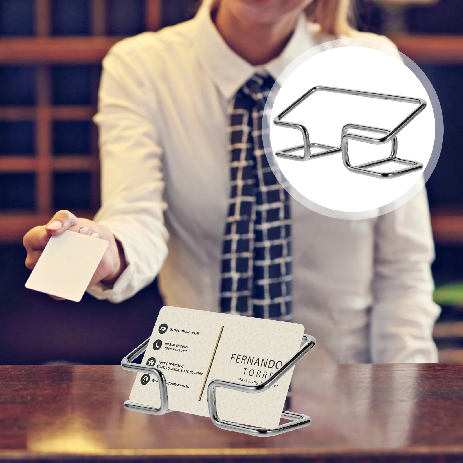 

Business Card Holder Desk Trading Stand Display Office Supply Organizer Name Cards