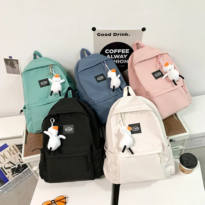 

2023 summer splash-proof solid shoulder backpack junior high school student schoolbag unisex bag without Doll Accessories