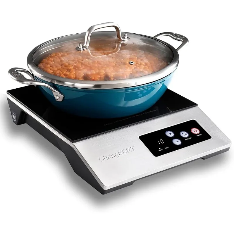 

ChangBERT 1800W Induction Cooktop, Portable, Large 8” Heating Coil, 12” Heat-Resistant Cooking Surface, 18/10 Stainless Steel