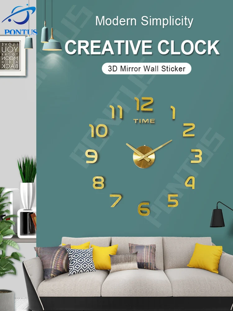 

3D Acrylic Mirror Wall Clock Large Roman Numeral Sticker Fashion DIY Quartz Clocks Watch Home Decoration Living Room Stickers
