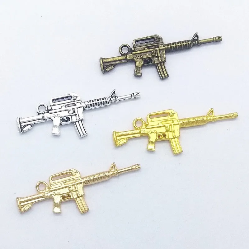 1 Pack 3D Pistol Shape Nail Charms Gold&Silver Punk Metal Gun Nail Jewelry Charm Retro Vintage Gun Charms for Nail Decoration #J images - 6