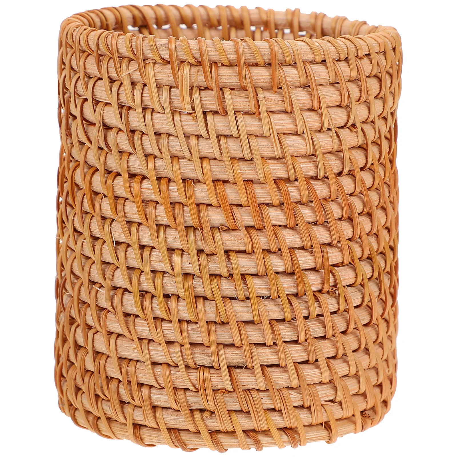 

Rattan Storage Tube Stationary Holder Pen Basket Wood Woven Sundries Container Baskets Indoor