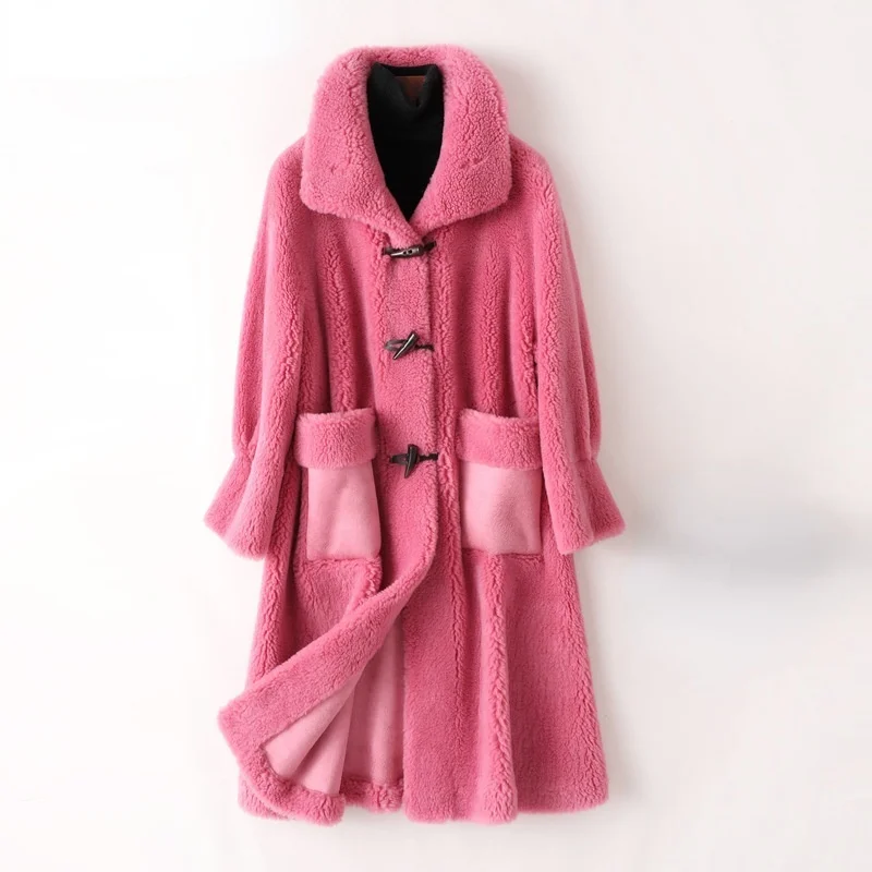Winter Sheep Shearling Jackets 2023 Long Fur Coat Female Women Wool Casual Coats Women's Clothing Jaqueta Feminina Gxy177