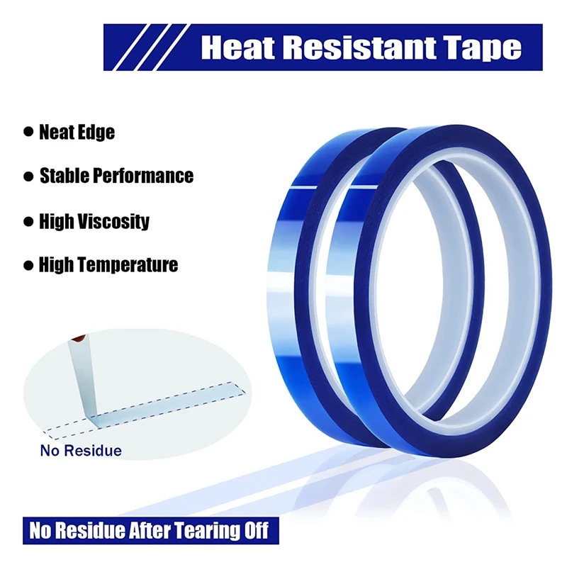 2 Rolls 10Mmx33m(108Ft) Blue Heat Tape Heat Transfer Tape For Heat Sublimation Press No Residue And Heat Transfer Vinyl images - 6