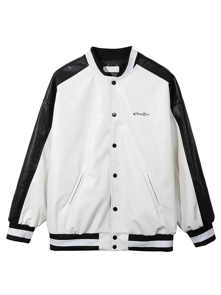 

Куртка-бомбер Женская бейсбольная, из ПУ кожи, в стиле пэчворк