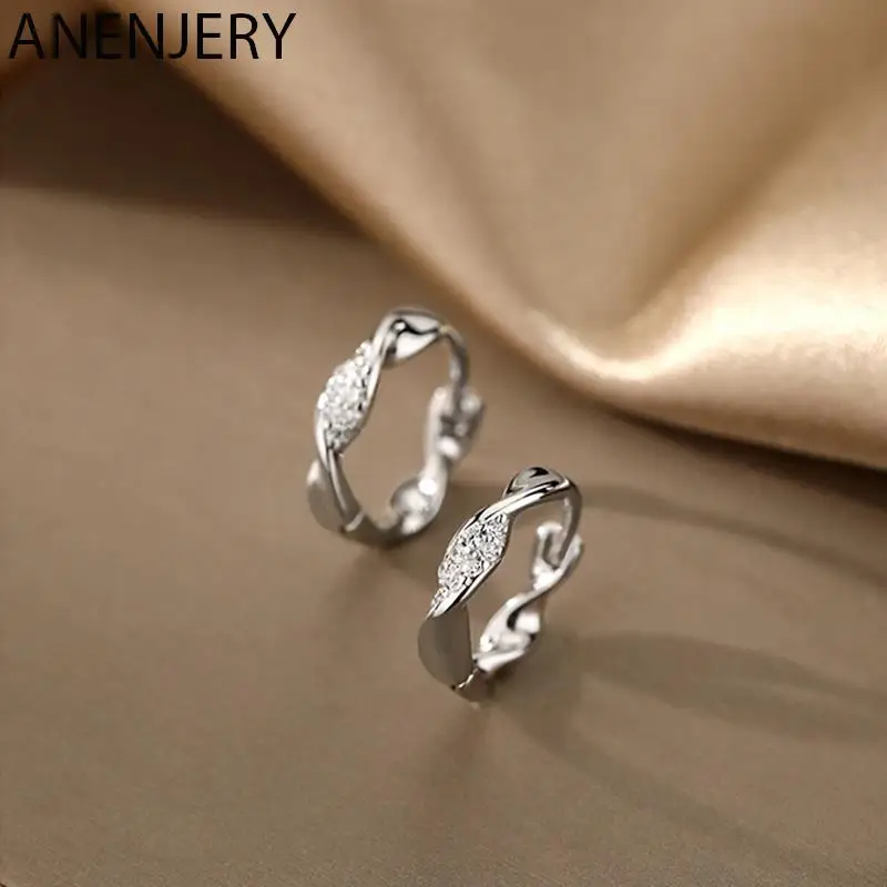 

Женские Геометрические серьги-кольца ANENJERY, свадебное Ювелирное Украшение с искусственным цирконием