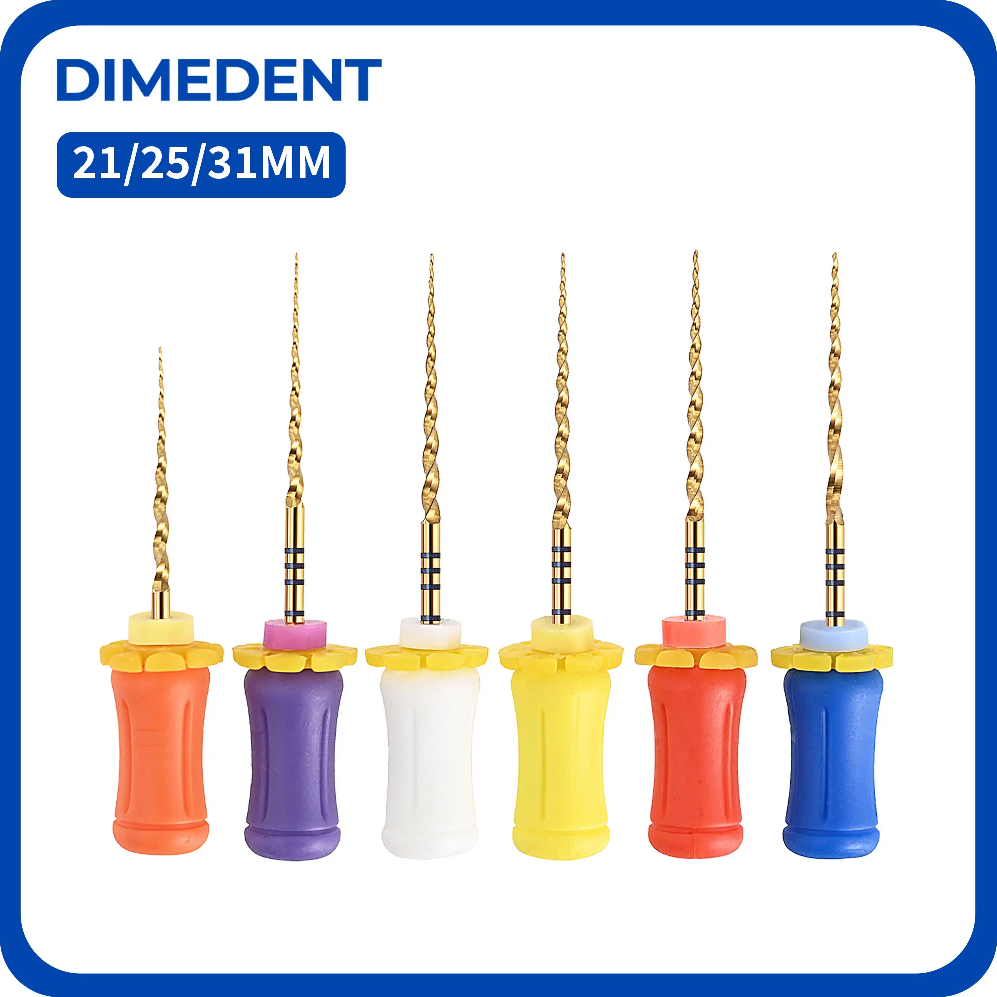 Фото Стоматологические файлы DIMEDENT Gold Pro для ручного использования, термоактивируемые роторные файлы SX-F5, 19/21/25/31 мм, инструменты для стоматологии, NiTi файлы для корневых каналов №1