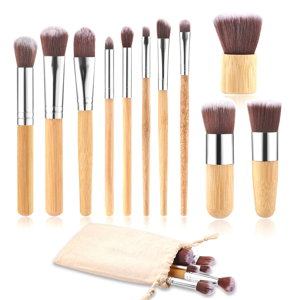 11 шт. натуральная бамбуковая ручка набор кистей для макияжа Высокое качество