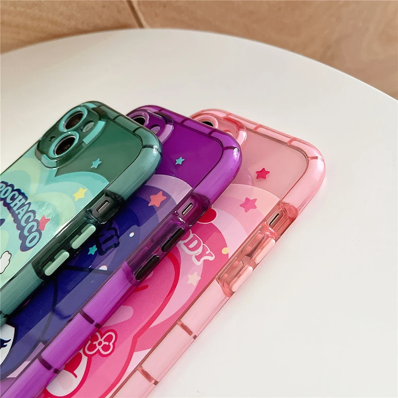 Sanrio My Melody Kuromi Cinnamoroll Pochacco Luminous Phone Case For iPhone 14 Plus 13 12 11 Pro Max XR XS X Glow TPU Cover Capa