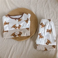 toddler baby home wear set for girl boy cartoon bear long sleeve trousers pajama suit spring autumn kids clothes girls 1 5 years