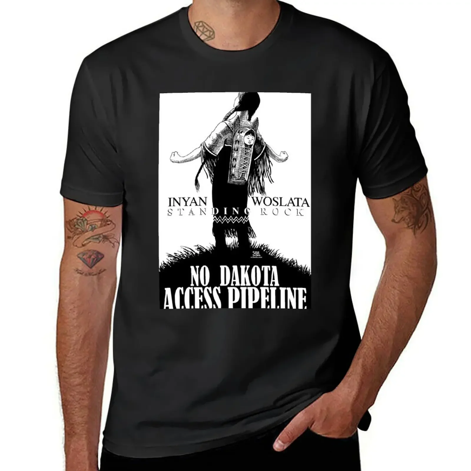 Inyan Woslata Standing Rock NODAPL T-Shirt basketball graphic tees topping Men's clothing