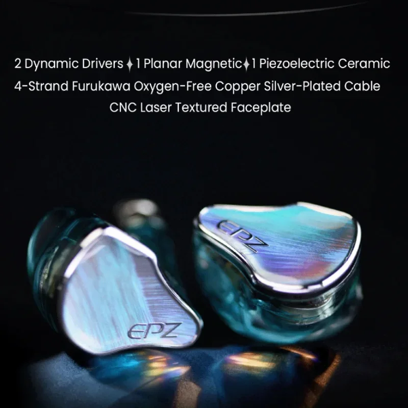 Фото EPZ ---- Наушники P40-PZT Ceramic HiFi для мониторинга с гибридными драйверами 2DD+1Planar, сменный кабель 3.5/4.4 с медным посеребренным покрытием №1