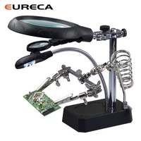 pcb board circuit fixed clip flexible arm soldering third hand magnifier glass led 360%c2%b0 soldering iron holder phone repair tools