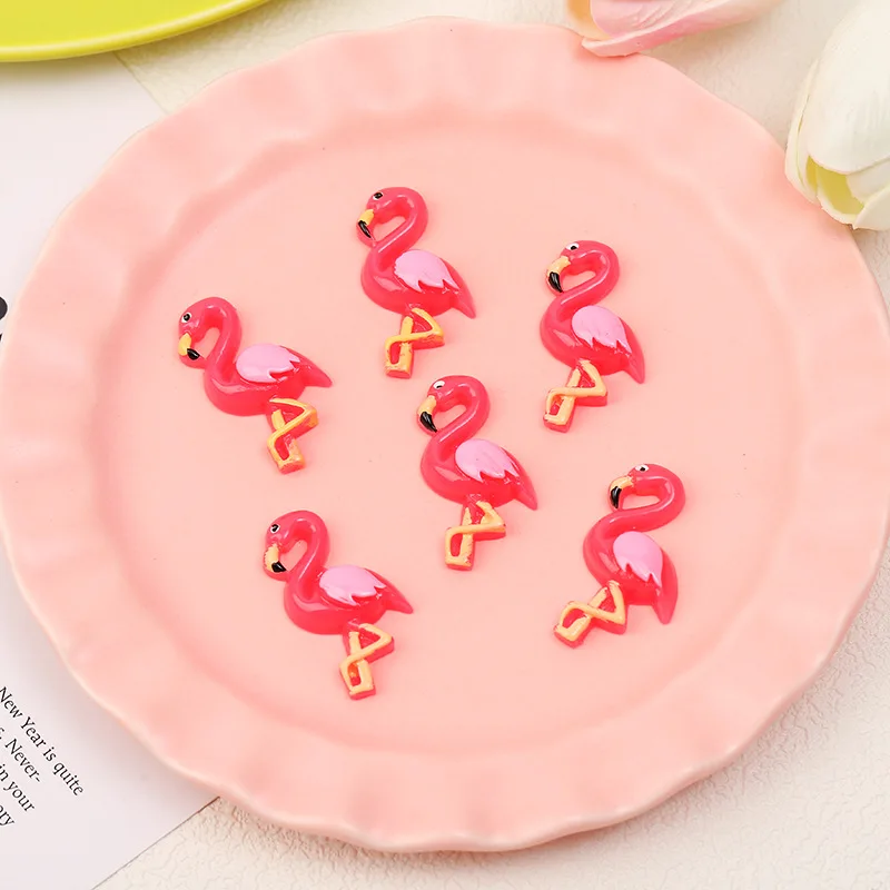 100pcs/Bag DIY Crafting Supplies Flamingo Earring Keychain Pendant Decor Resin Flatback Flamingo Cabochons Party Decoration