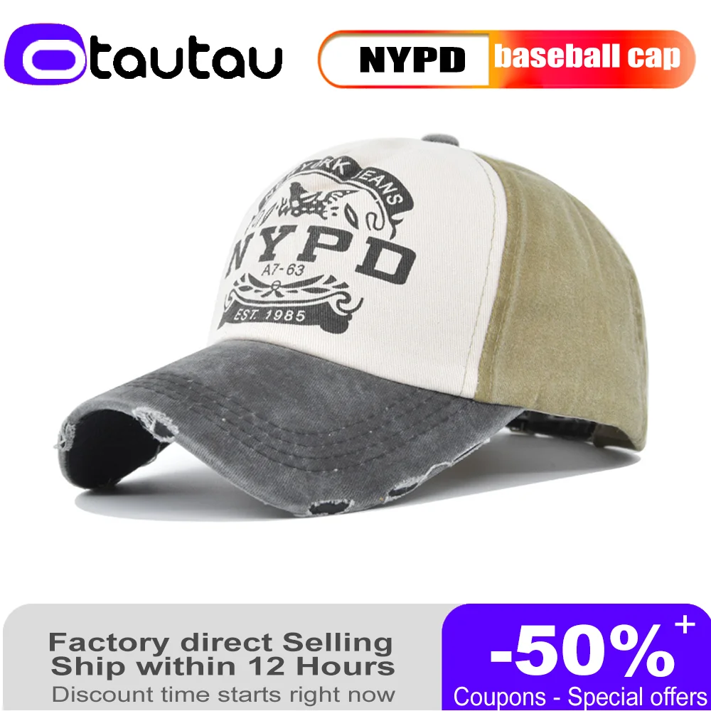 

2022 New Washed Baseball Cap Printing NYPD Alphabet Men and Women Retro Peaked Sun Hat