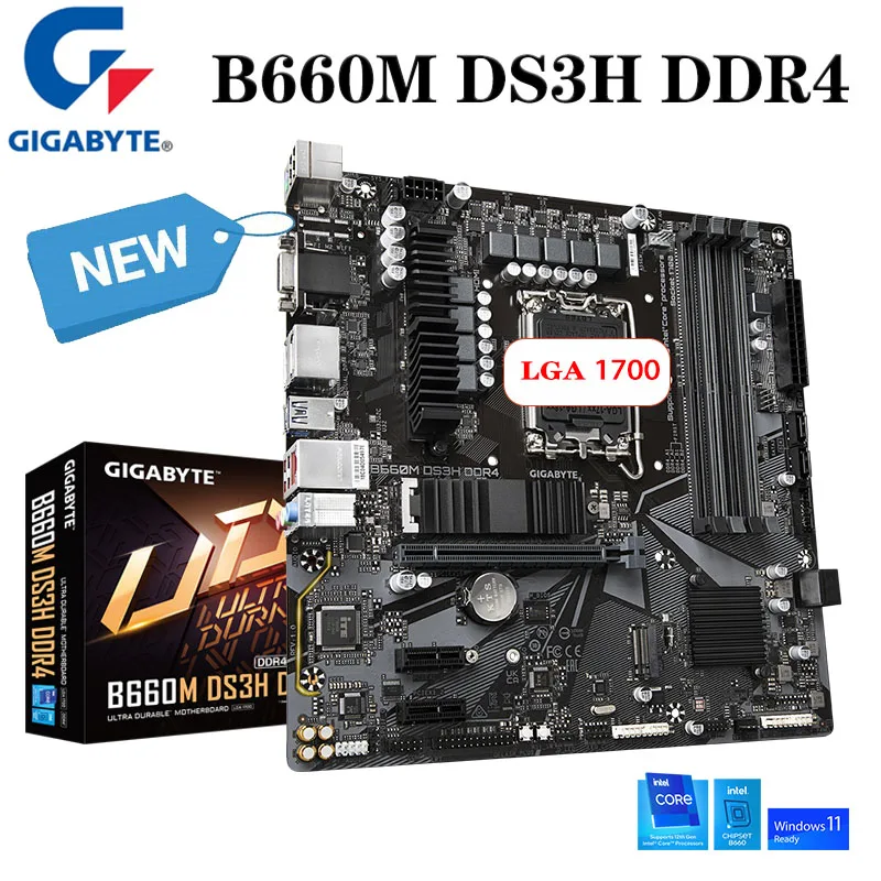 

NEW GIGABYTE B660M DS3H DDR4 Motherboard B660 GAMING Mainboard LGA1700 Intel 12th Gen CPU Support i3 i5 i7 i9 128GB PCIE4.0 mATX