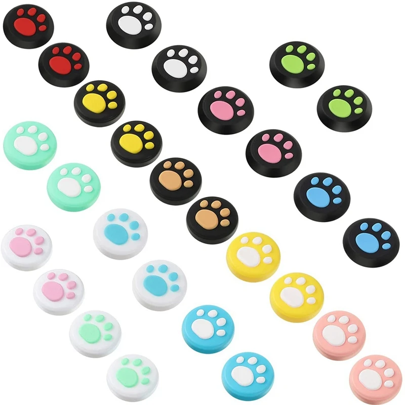 

28 Pcs Silicone Thumb Grip Replacement Cover Key Cap Cat Claw Key Cover For Nintendo Switch Lite Joy-Con Controller