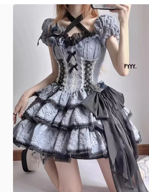 Оригинальное весенне-летнее платье в стиле &quotЛолита&quot женское приталенное