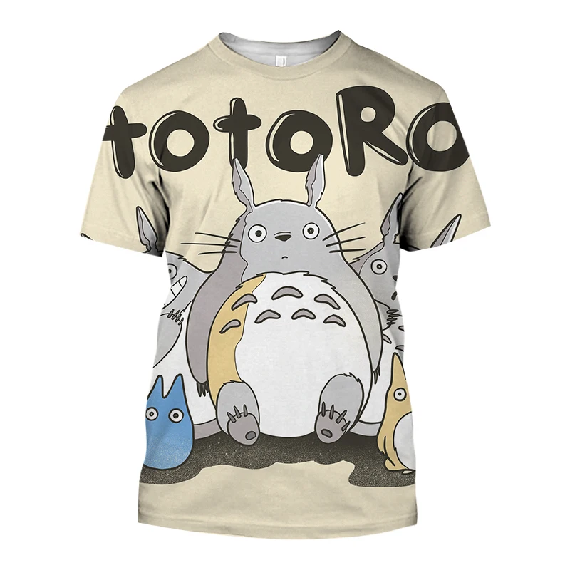 Fashion Cartoon Anime T-Shirts 3D Printing Totoro Pattern Men's and Women's Short Sleeve Tees Casual O-neck Loose Children Tops