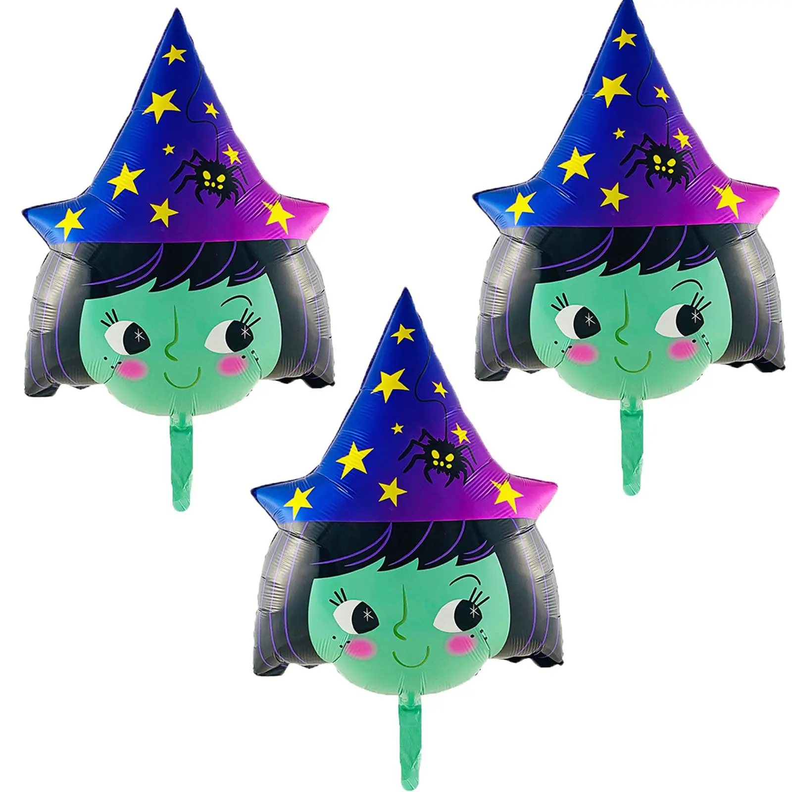 

3 pcs Halloween Cute Witch Head Balloons Foil Balloon for Witch-Themed Party Supplies Decorations Sets