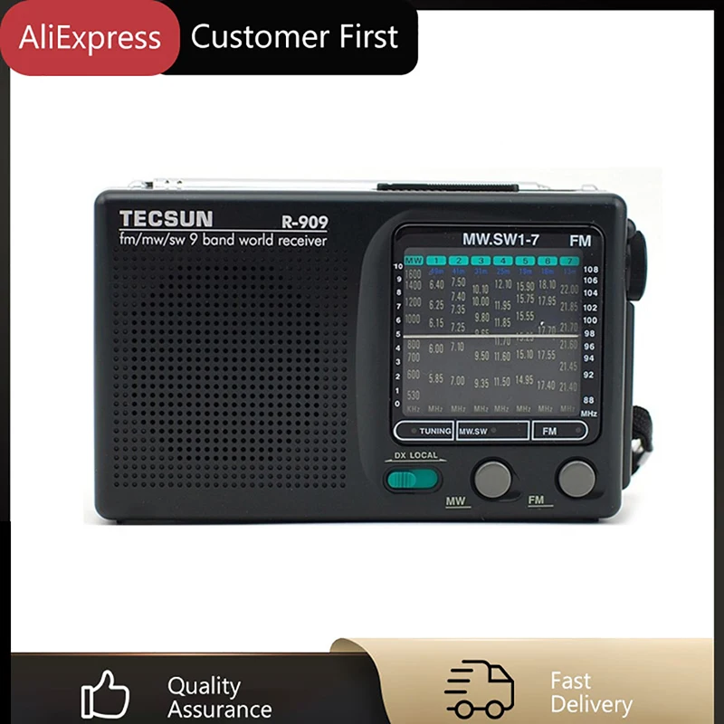 

2022 Newly Tecsun R-909 R909 Radio FM / MW / SW 9 Band Word Receiver Portable Radio Tecsun R909 Stereo Radio Convenient Radio