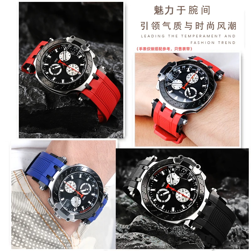 Фото Спортивная силиконовая резина для Tissot Racing T 115417 Специальный ремешок для часов с двойным вырезом серии A T115.427 Мужской ремешок для часов с цепочкой №4