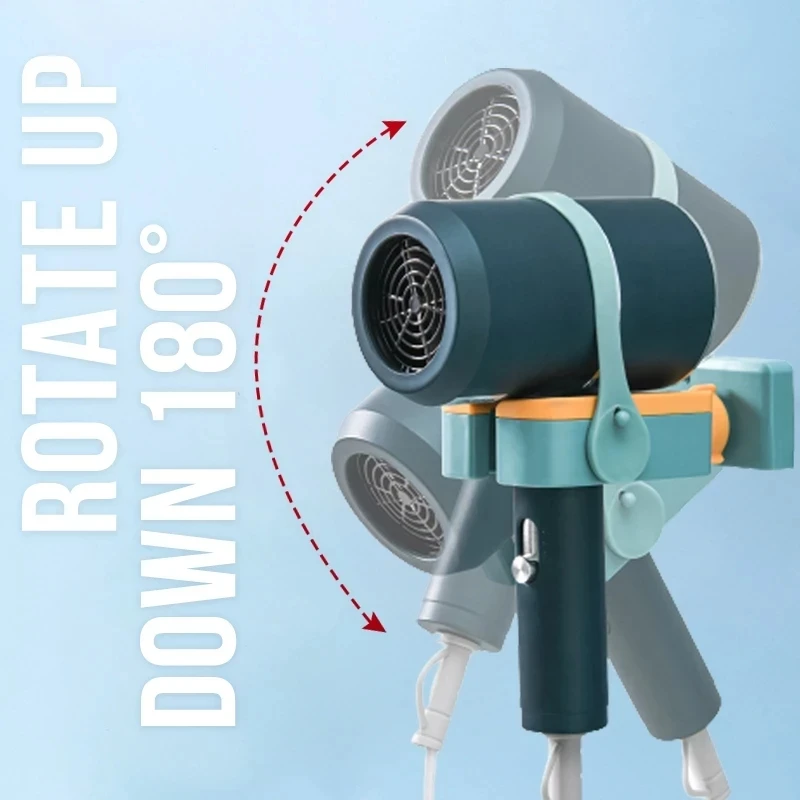 

Rotatable Hair Dryer Rack Free Punching Household Bathroom Accessories Storage Wall-mounted Free Hands