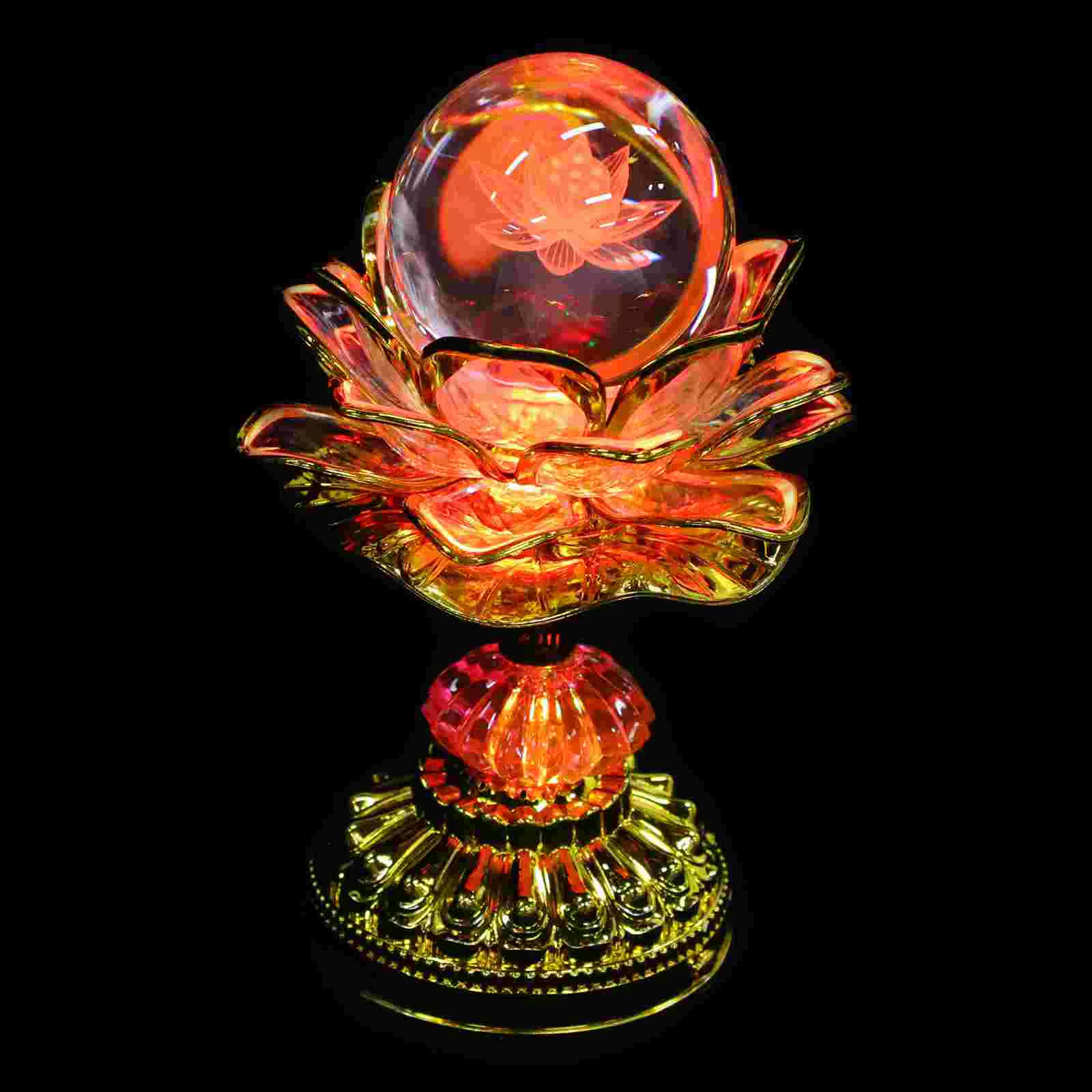 

Decorative Lotus Lamp Desktop Luminous Decoration Buddhism Craft Golden