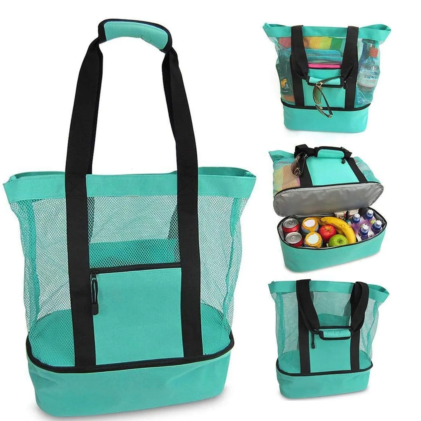 

Mesh Transparent Bag Double-layer Heat Preservation Large Picnic Beach Sundries Storage Bags Tote Office Lunch Snacks Bag