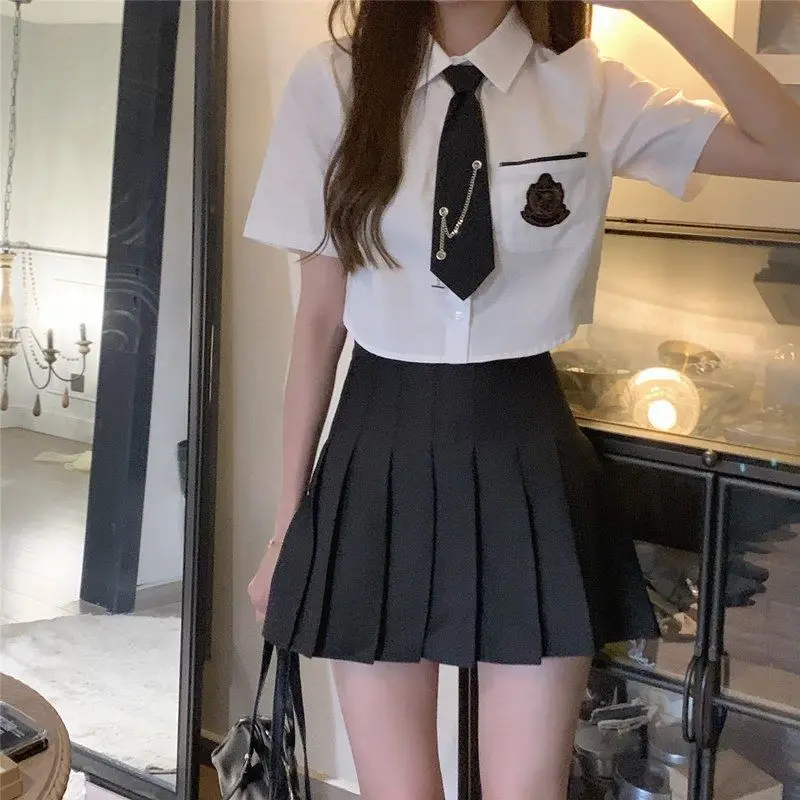 

2023 new suit jk uniform set japan korea style short blouse + pleated short skirt for women girl fashion daily uniform set g835