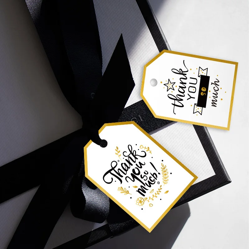 48 шт./лот Бронзирующая Подарочная бирка СПАСИБО сердце звезда цветок черная