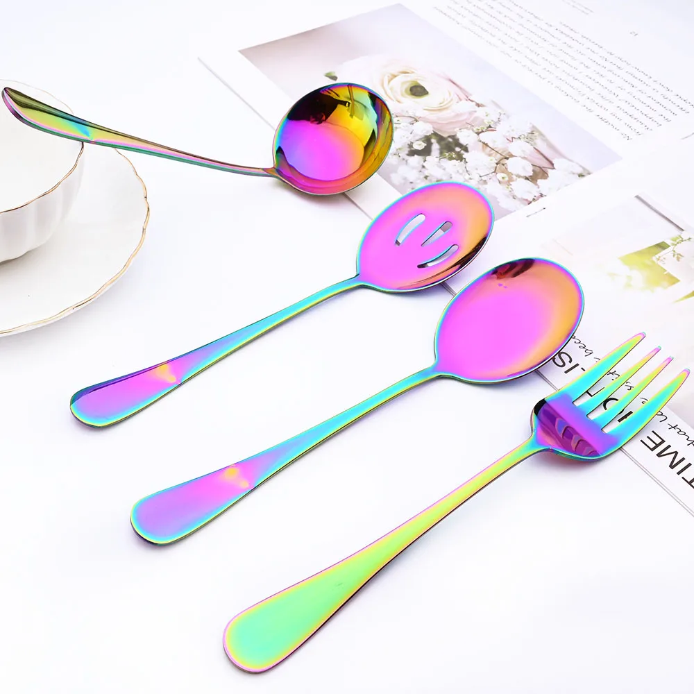 Зеркало 4 шт. столовая посуда из нержавеющей стали набор радужных столовых