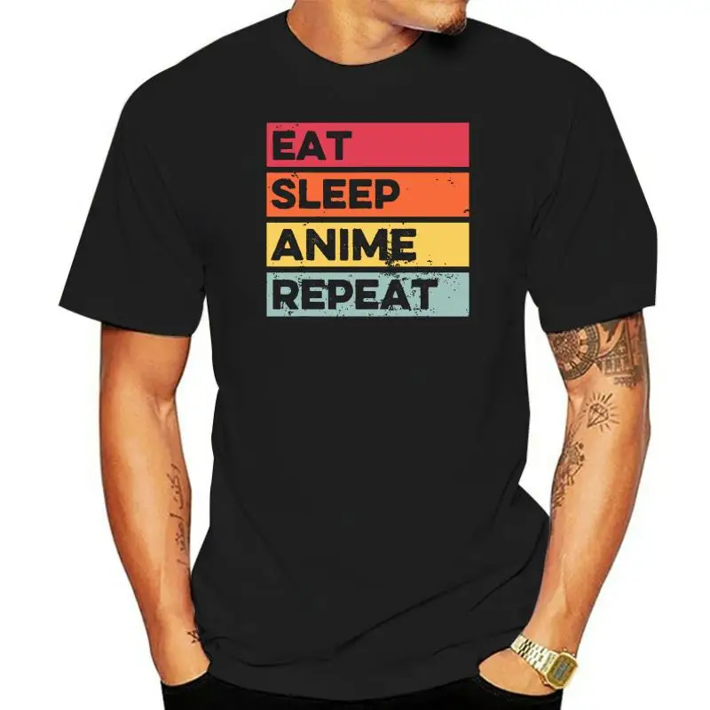 

Eat Sleep Anime Repeat Women Teen Girls Kawaii Funny Gift T-Shirt Cute Men's T Shirts Gift Tops Tees Cotton Gothic